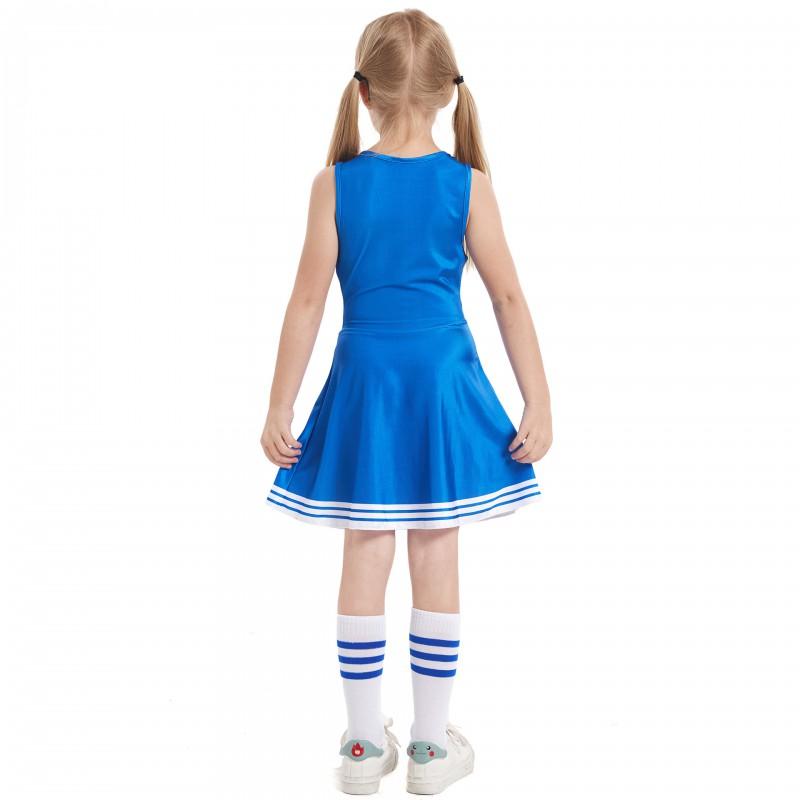 Kids Cheerleading Outfit Set Colorful Sleeveless Dance Dress With Socks Girls