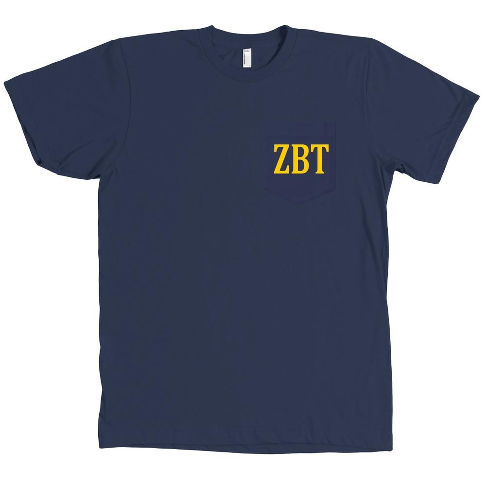 ZBT Zeta Beta Tau Bella + Canvas POCKET Темно-синяя Футболка Братства НОВАЯ Унисекс