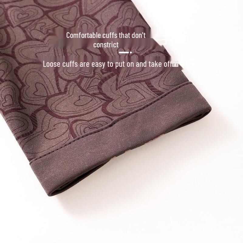 Yuzhaolin Elderly Women's Heart Pattern Button-Down Shirt