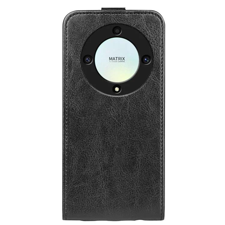 Чехол для телефона с держателем для карт Honor X9a 5G Crazy Horse с текстурой из искусственной кожи и вертикальной откидной крышкой