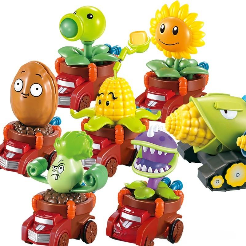 Plants Vs Zombies Action Figure Toy Set With Pushback And Light Effects For Childrens Entertainment