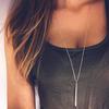 Alloy Long Vertical Bar Pendant Chain Y Necklace Women Party Jewelry
