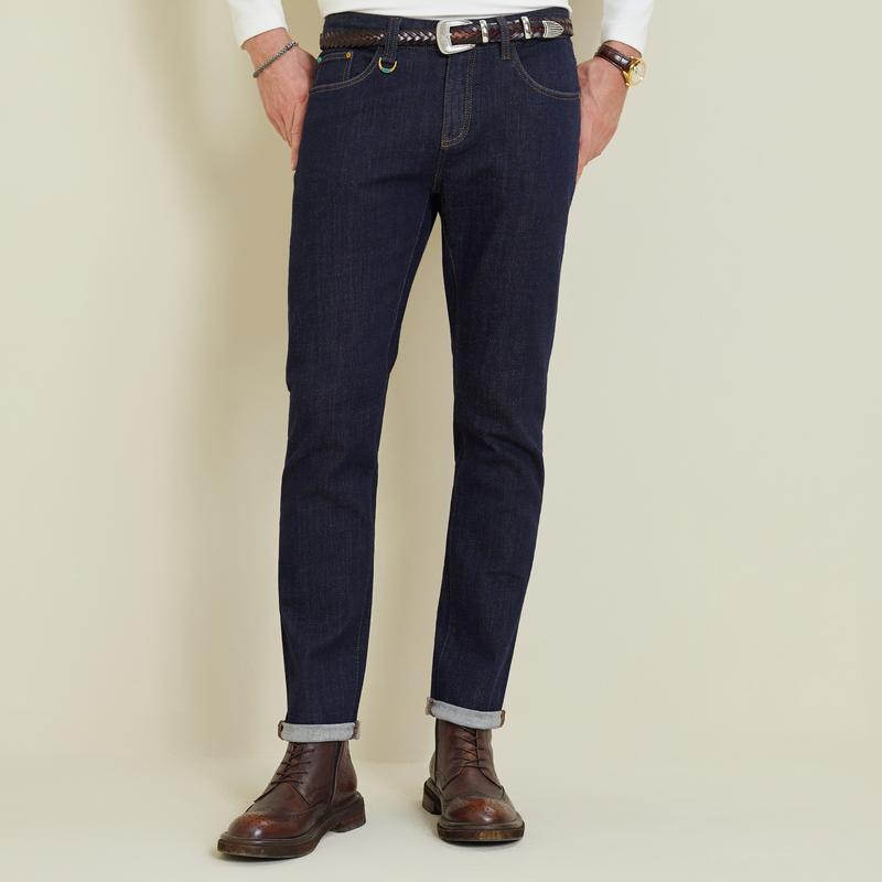 Anti fading 2025 autumn men's five pocket slim fit jeans 6502