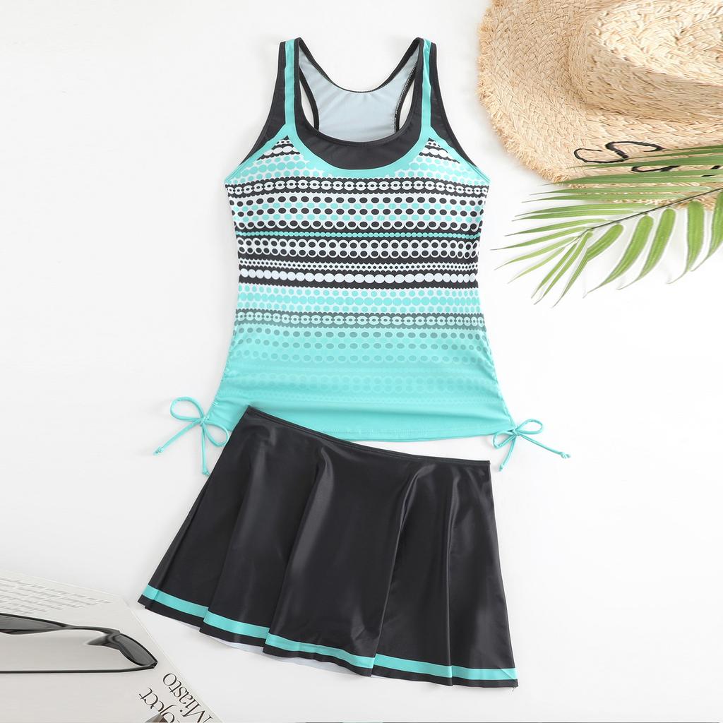 Женский раздельный модный сексуальный купальник с юбкой с принтом и подкладкой для груди без стальной поддержки