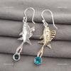 Throat Chakra Apatite Gemstone 925 Silver Hook Wedding Gift Drop Dangle Earrings EE-148-13