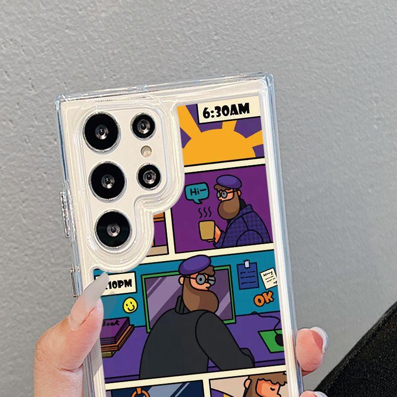 Чехол для телефона с мультяшным персонажем для Samsung S24ultra-прозрачный акриловый жесткий противоударный креативный чехол для Samsung S24/S23/S22/S21/Ultra/Plus