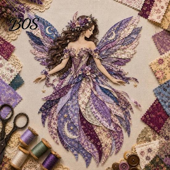 Fairy Theme Patchwork Kit DIY Kit, Floral Fabric Hand Sewing Magical Pattern Pieces Craft with Pre-cut And Instructions for Women Girls All