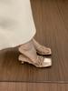 High-end temperament open-toed slippers women wear kittens with skirts, silver sandals women