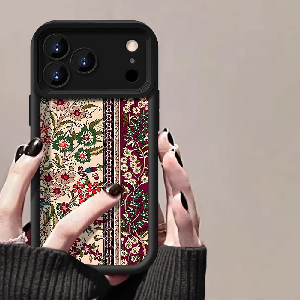 Богемный Красный Цветочный Полосатый Защитный Чехол Для Samsung Galaxy S25 S24 S23 Ultra S22 S21 Plus FE A56 A55 A54 A53 A36 A34 Чехол