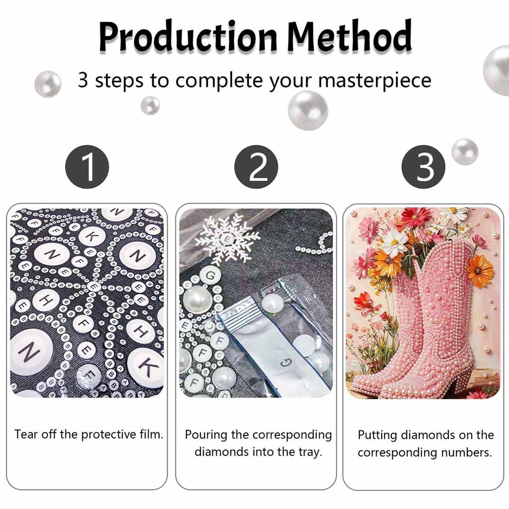 Pearl Painting Art Handmade Flower Boots DIY Pearl Decoration Painting