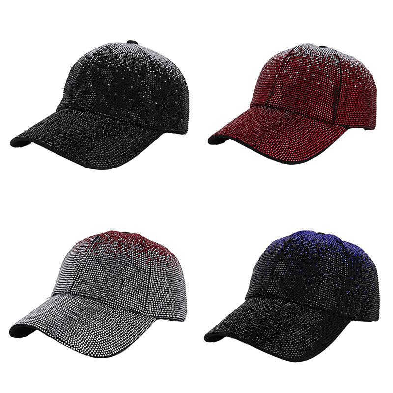 New light luxury full diamond contrasting color baseball cap sunscreen sun hat showing face small versatile rhinestone hat vacation hat