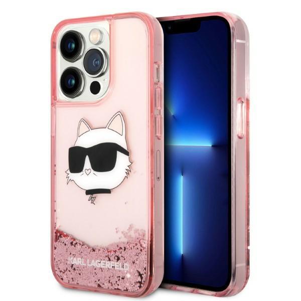 Etui do iPhone 14 Pro Karl Lagerfeld Glitter Choupette Różowe