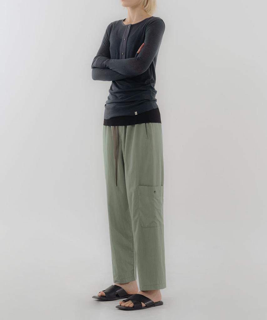HASUO Viscose Light Cargo Pants_Sage