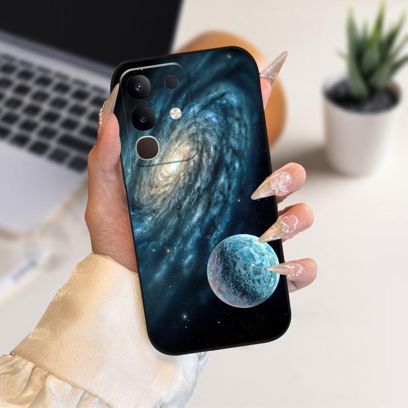 Для vivo Y29 4G Чехлы Y 29 Милый Мультяшный Принт Черный Мягкий Силикон ТПУ Чехол для Телефона Для Vivo T4x 5G Защитный Fundas Чехол Capa