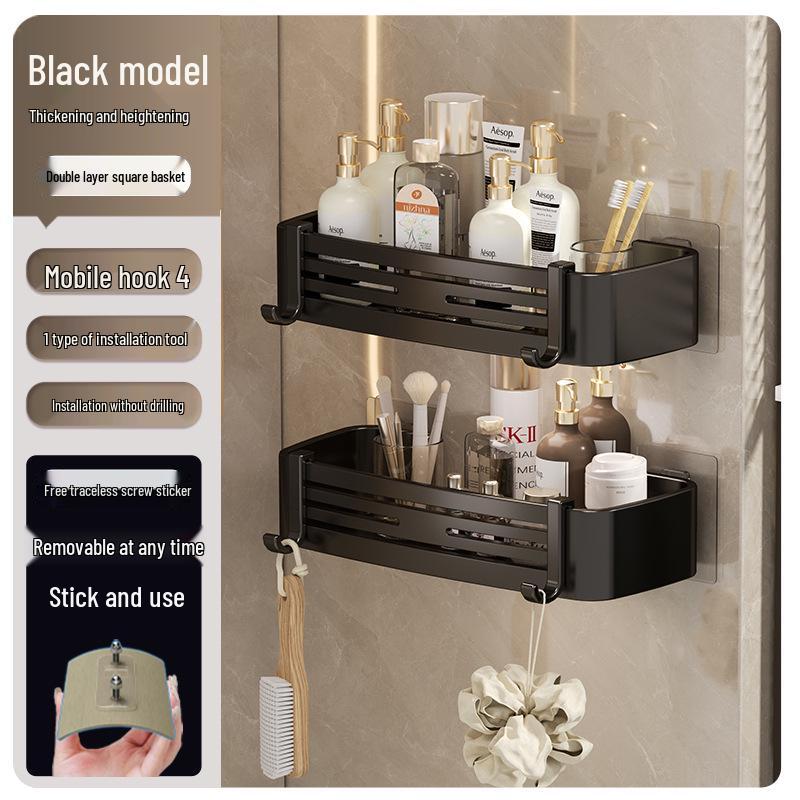 Gunmetal Punch-Free Space Aluminum Corner Bathroom Shelf