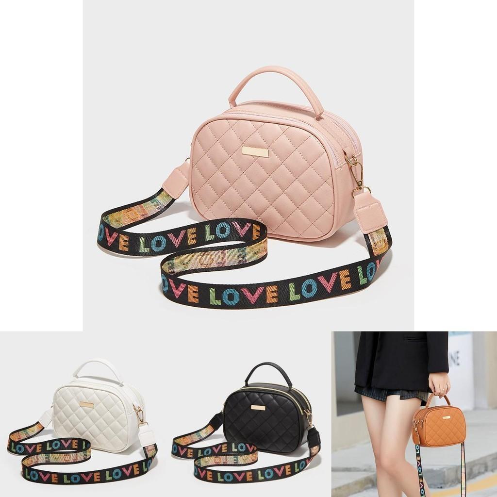 2023 Korean Style Ladies Bags Wholesale White Black Brown Pink Gray Pu Cross-border Fashion Shoulder Bag Embroidered Bag