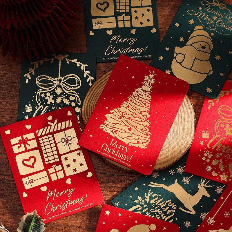 Hot stamping English Christmas cards, high-end Christmas tree gifts, gifts for the elderly, flower bouquets, store decorations, small cards