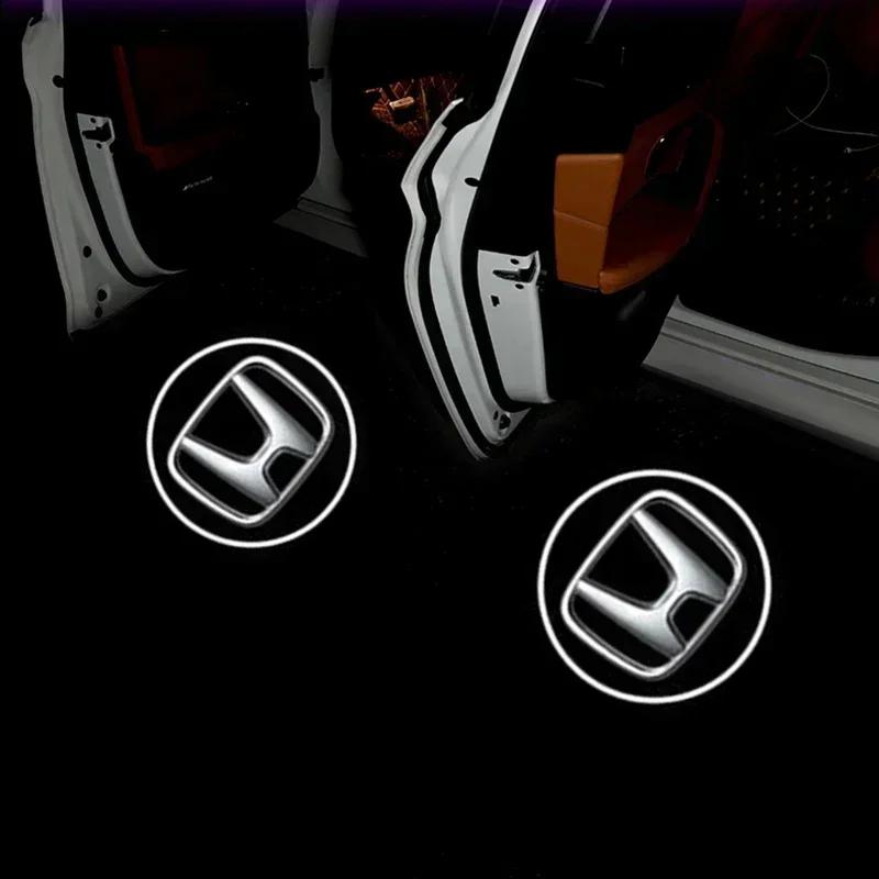 2Pcs Car Door Welcome Light LED Shadow Projector for Honda Civic FIT Accord Prelude CRV 5th Mugen City CRZ CRX Jazz HRV Pilot