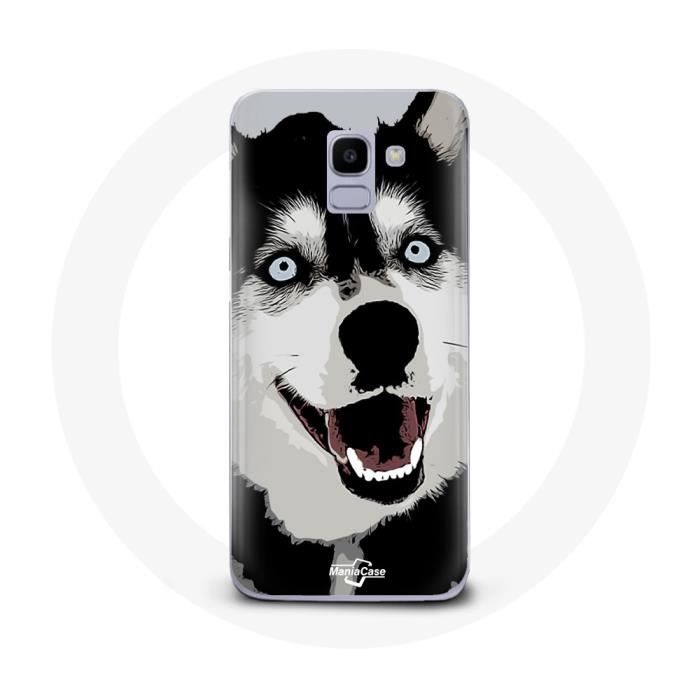 Coque pour Samsung Galaxy A6 2018 Husky de Sibérie Yeux Bleus