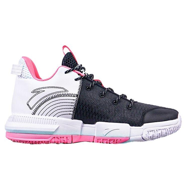 Anta Light Crazy 2 Slip Resistant Durable Mid Top Basketball Shoes Men Sneakers Black Pink White 112141640S-2