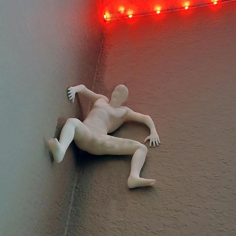 Creative Figurine Wall Decor 3D Modern Adhesive Climbing Man Statue Sculpture Home Office Wall Art Ornament Climbing Enthusiasts