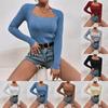 Women's Solid Color Slim Fit Long Sleeve Knit Bottoming Sweater Top