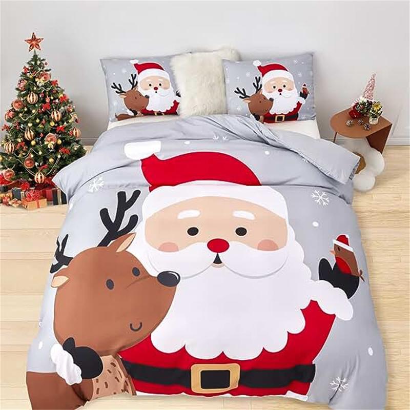 Christmas Duvet Cover Gold Reindeer Bedding Set Boys Girls Room Decor Blue Christmas Tree Comforter Cover Western New Theme