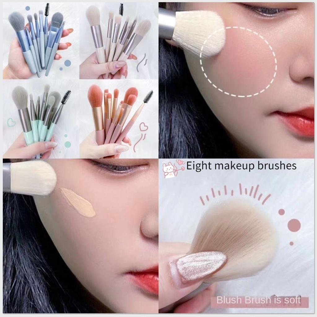 Mini 8 Makeup Brush Set Liquid Foundation Concealer BB Cream Eyeshadow Brush Non-Sticking Powder Dry and Wet Portable Artificial Fiber Beauty Tool