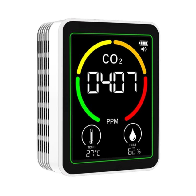 Перезаряжаемый монитор качества воздуха с обнаружением CO2 и TVOC, система немедленной сигнализации, ABS, для дома, офиса, школы