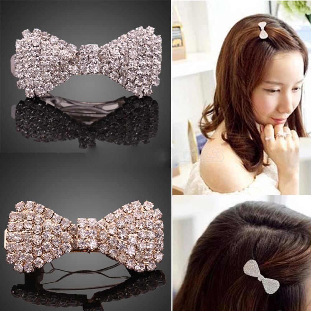 Fashion Jewelry Clamp Rhinestone Hairpin Bowknot Barrette Hair Clip