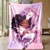 Girl and magical unicorns Theme blanket Lightweight Warm Flannel Blanket Decorative Throw Blanket for Home Decoration