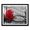 5D DIY Diamond Painting "red Tree and Bridge" Embroidery Full Round Diamond Cross Stitch Decor Gift