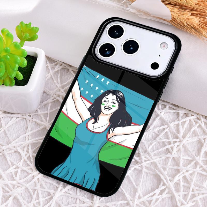 Чехол для телефона с эмблемой национального флага Узбекистана для iPhone 17 Air 16 15 11 12 14 13 Pro Max Ударопрочный чехол