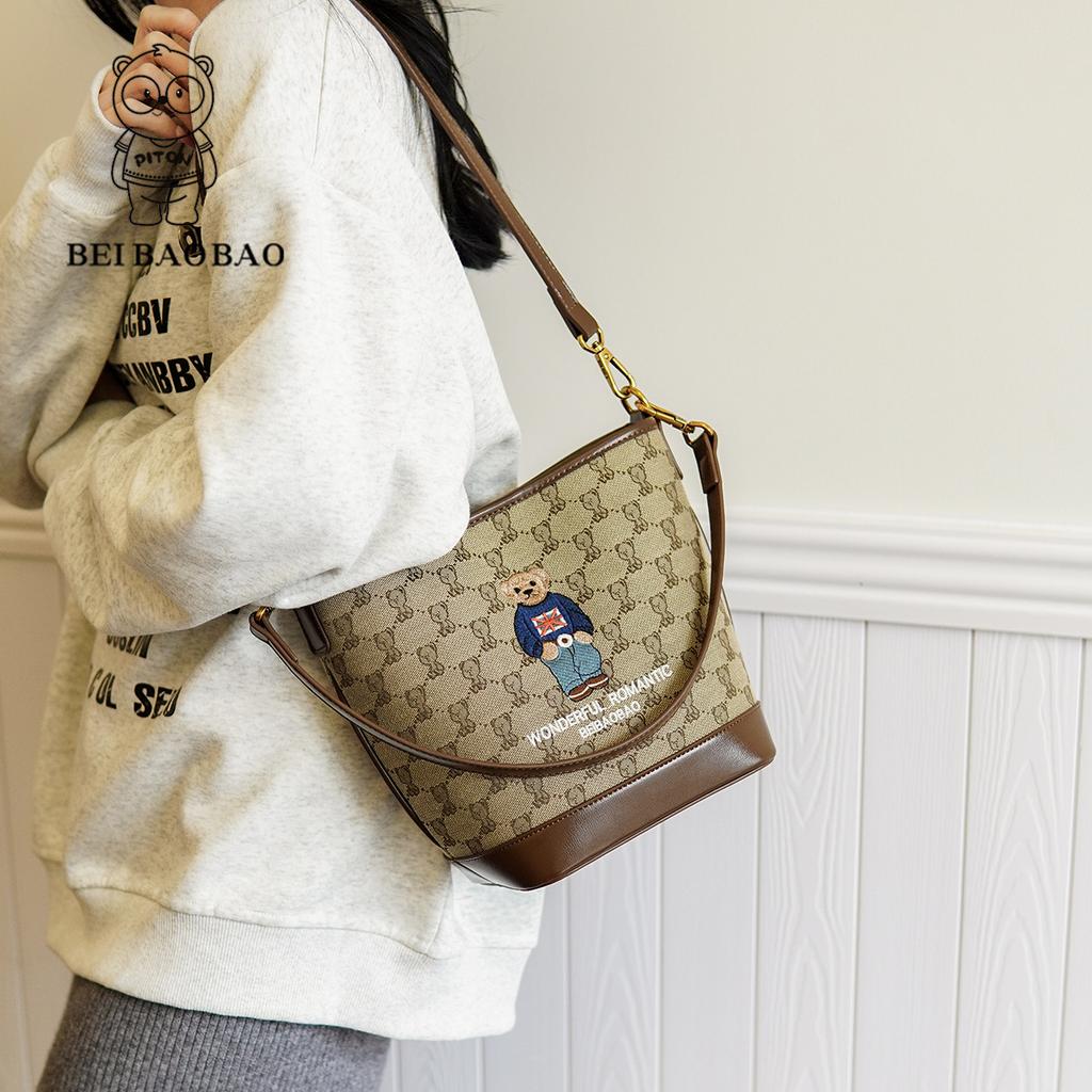 Сумка для матери и сына с вышитым медведем, маленькая сумка для отдыха на плече, простая женская сумка через плечо, новая мода