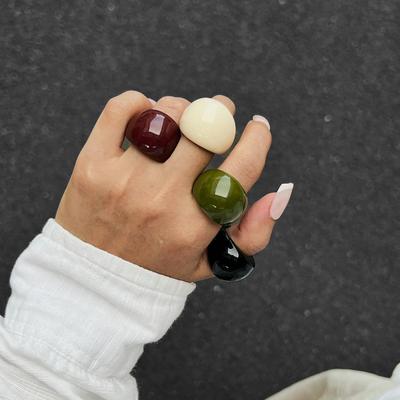 Винтажное неровное гладкое пластиковое кольцо из смолы для женщин, Новый тренд, Богемное геометрическое кольцо, Эстетичные кольца для вечеринки