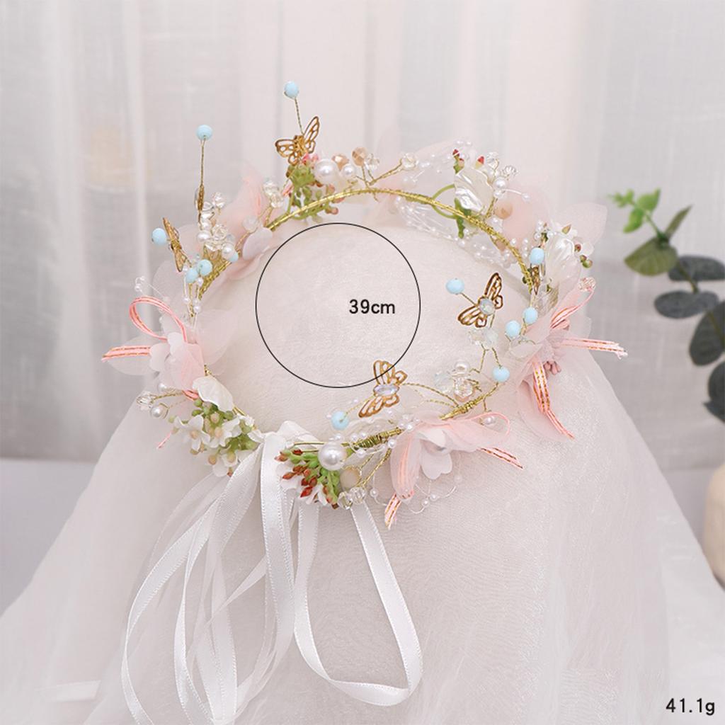 Floral Butterfly Hairband For Women Fairy Exquisite Floral Ribbon Hair Crown Spring Outdoor Hair Decor Hook Hair Accessories