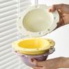 Cheese Shape Ceramic Bowl Food Grade Large Capacity Heat Resistant Multi-functional Rice Meal Salad Soup Porridge Snack Dessert Serving Bowl
