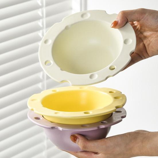 Cheese Shape Ceramic Bowl Food Grade Large Capacity Heat Resistant Multi-functional Rice Meal Salad Soup Porridge Snack Dessert Serving Bowl