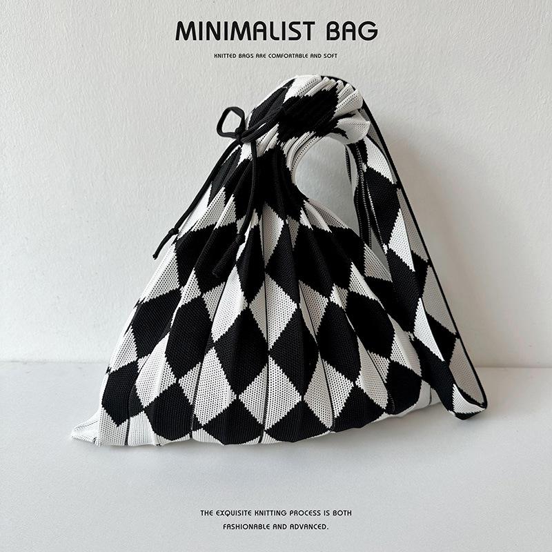 Женская модная трикотажная плиссированная сумка-аккордеон через плечо