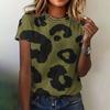 Летняя женская одежда футболка с 3D-принтом круглый вырез леопардовый принт короткий рукав повседневный топ свободная дышащая женская футболка