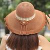 Cotton and Linen Foldable Hat for Women Summer Sun Shading and Sun Protection Hat Women's Large Eave Beach Cooling Hat Basin Hat