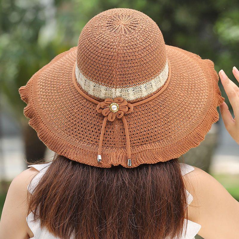 Cotton and Linen Foldable Hat for Women Summer Sun Shading and Sun Protection Hat Women's Large Eave Beach Cooling Hat Basin Hat