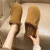 Fashion New Spring Baotou Slippers Round Toe Deep Mouth Versatile Matte Dependent Metal Buckle Soft Sole Slip-on Flat Shoes