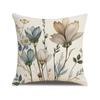 Floral Pillow Cover Chinese Style Watercolor Print Linen Pillow Home Decoration Sofa Cushion Cover