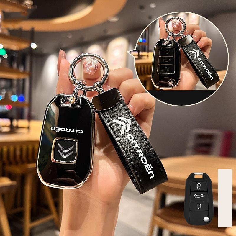 TPU Car Flip Floding Key Case Cover Protector Shell Fob For Citroen C3 C4 CACTUS C6 C8 Car Keychain Auto Accessories alz123