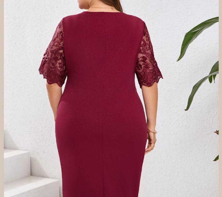 Кружево - Женские коктейльные и вечерние платья - Большие размеры Bodycon юбка Женское коктейльное платье Облегающее с вышивкой Кружевные стежки Элегантное