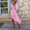 Solid Color Slit Loose Breathable Casual Long-sleeved Shirt Mid-length Dress