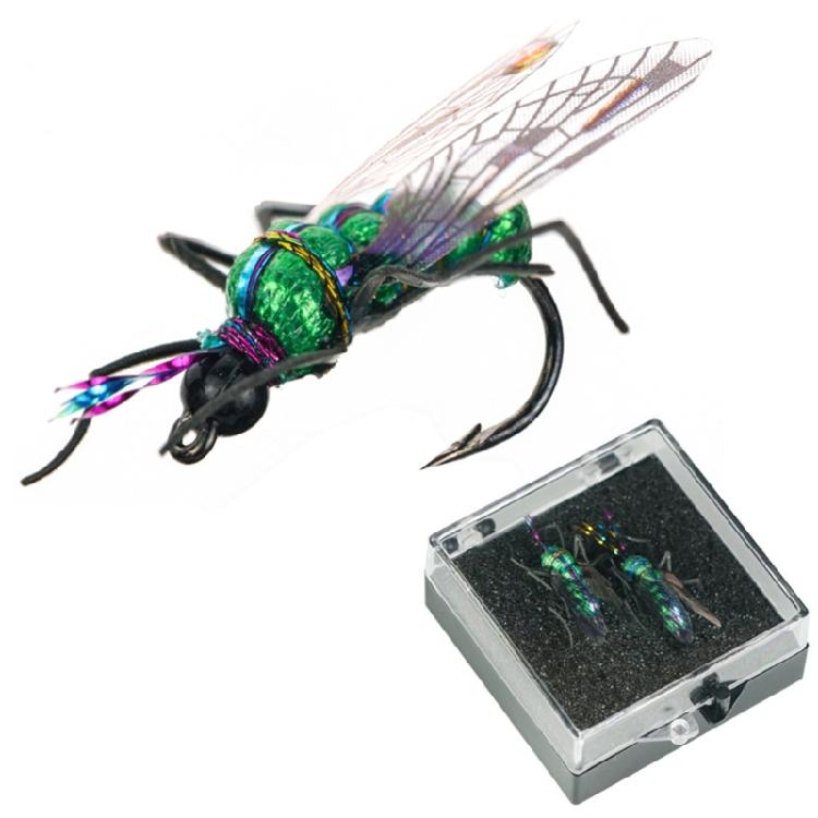 2pcs Fly Bees Floating Lure with Box Artificial Insect Lures Attractant Baits Fishing Tackle Gear Fly Fishing Hook Baits