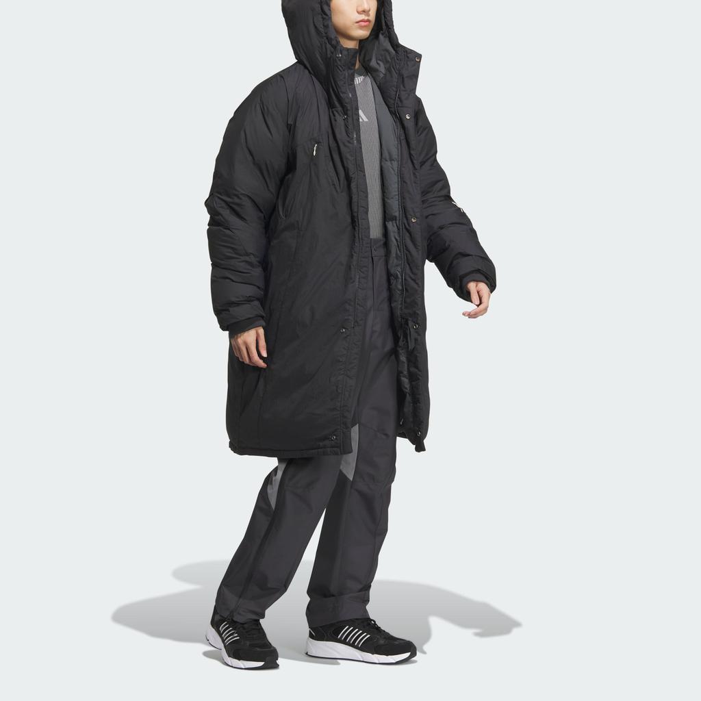 Adidas FW24 FUSTL P DJK LON водонепроницаемая длинная теплая спортивная повседневная куртка с капюшоном мужская куртка карбоново-черного цвета JM6176