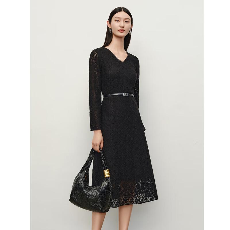 Элегантное женское миди-платье с V-образным вырезом и кружевом от ANNKAOU